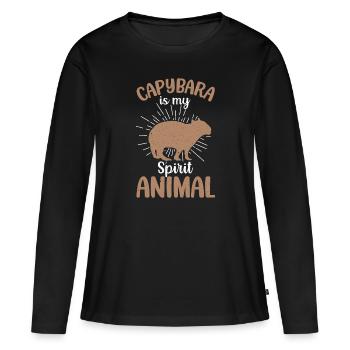Capybara est mon animal spirituel - Capybaras - T-shirt manches longues Premium bio Femme - noir - Devant - Julia (174cm)