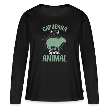 Capybara est mon animal spirituel - Capybaras - T-shirt manches longues Premium bio Femme - noir - Devant - Julia (174cm)
