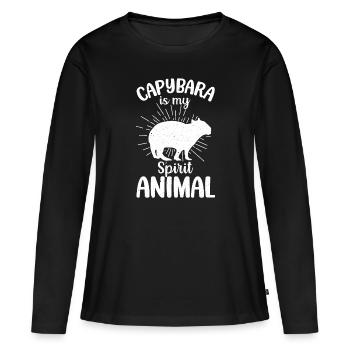 Capybara est mon animal spirituel - Capybaras - T-shirt manches longues Premium bio Femme - noir - Devant - Julia (174cm)