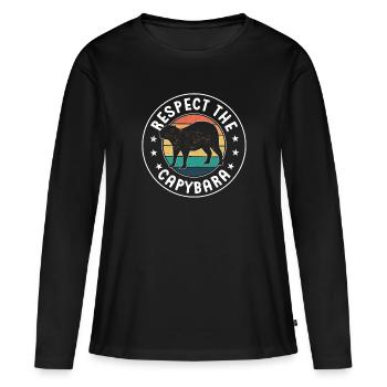 Retro Respect the Capybara - Capybara Fans - Frauen Premium Bio Langarmshirt - Schwarz - Vorne - Julia (174cm)