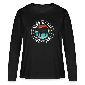 Retro Respect the Capybara - Capybara Fans - Frauen Premium Bio Langarmshirt - Schwarz - Vorne - Julia (174cm)