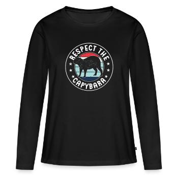 Retro Respect the Capybara - Capybara Fans - Frauen Premium Bio Langarmshirt - Schwarz - Vorne - Julia (174cm)