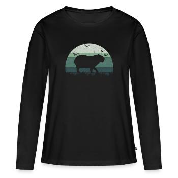 Rétro Capybara Silhoutte - Capybaras - T-shirt manches longues Premium bio Femme - noir - Devant - Julia (174cm)