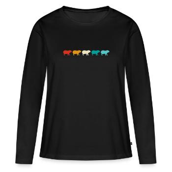 Rétro Capybara Silhoutte - Capybaras - T-shirt manches longues Premium bio Femme - noir - Devant - Julia (174cm)