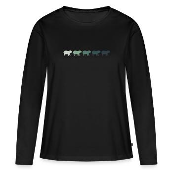 Rétro Capybara Silhoutte - Capybaras - T-shirt manches longues Premium bio Femme - noir - Devant - Julia (174cm)