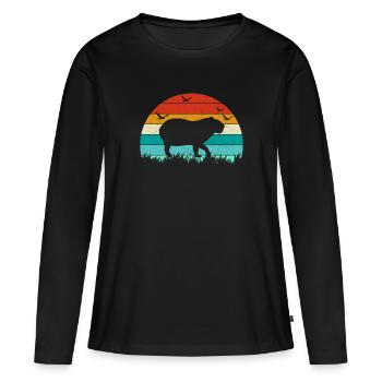Rétro Capybara Silhoutte - Capybaras - T-shirt manches longues Premium bio Femme - noir - Devant - Julia (174cm)