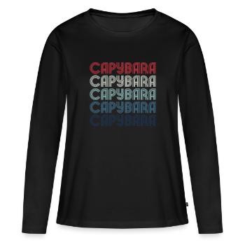 Retro Capybara Text Design - Capybaras - Frauen Premium Bio Langarmshirt - Schwarz - Vorne - Julia (174cm)