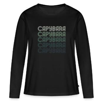 Retro Capybara Text Design - Capybaras - Frauen Premium Bio Langarmshirt - Schwarz - Vorne - Julia (174cm)