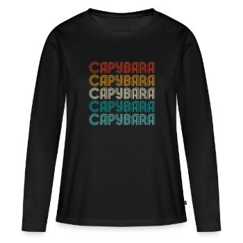 Retro Capybara Text Design - Capybaras - Frauen Premium Bio Langarmshirt - Schwarz - Vorne - Julia (174cm)