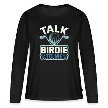 Retro Talk Birdie To Me - Golf Golfer Golfen - T-shirt manches longues Premium bio Femme - noir - Devant - Julia (174cm)