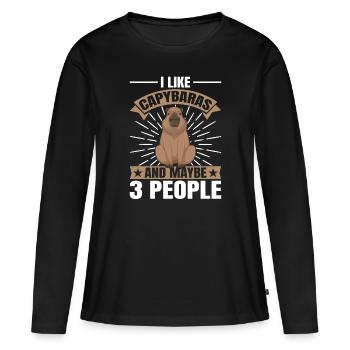 I Like Capybaras and maybe 3 People - Capybara - Women's Premium Organic Long Sleeve Shirt - black - Front - Julia (174cm)