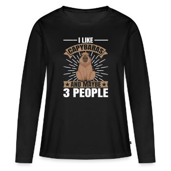 J’aime Capybaras et peut-être 3 personnes - Capybara - T-shirt manches longues Premium bio Femme - noir - Devant - Julia (174cm)