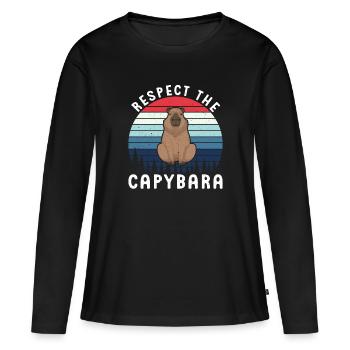 Retro Respect the Capybara - Capybara Fans - Frauen Premium Bio Langarmshirt - Schwarz - Vorne - Julia (174cm)