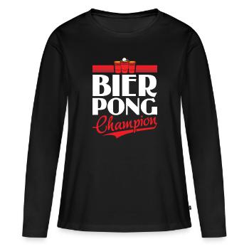 Beer Pong Champion - Beer Pong Booze Beer Pong - T-shirt manches longues Premium bio Femme - noir - Devant - Julia (174cm)