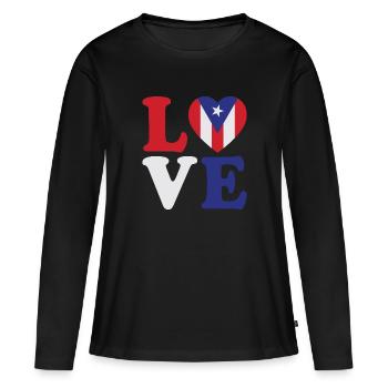 Love Puerto Rico Flag Heart Boricua - T-shirt manches longues Premium bio Femme - noir - Devant - Julia (174cm)