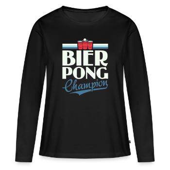Bier Pong Champion - Bierpong Saufen Bier Pong - Frauen Premium Bio Langarmshirt - Schwarz - Vorne - Julia (174cm)