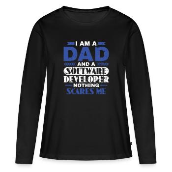 Software Developer Dad - Software Programmierer - Frauen Premium Bio Langarmshirt - Schwarz - Vorne - Julia (174cm)