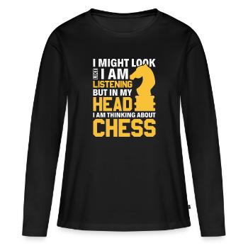 Just think of chess - Knight Chess Piece Knight - Women's Premium Organic Long Sleeve Shirt - black - Front - Julia (174cm)