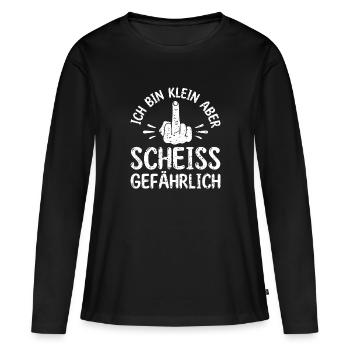 Ich bin klein aber scheiß gefährlich - - Frauen Premium Bio Langarmshirt - Schwarz - Vorne - Julia (174cm)