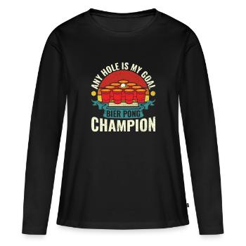 N’importe quel trou est mon objectif - Bierpong Saufen Bier Pong - T-shirt manches longues Premium bio Femme - noir - Devant - Julia (174cm)