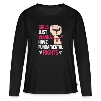 Girls Just Wanna Have Fundamental Rights - - Frauen Premium Bio Langarmshirt - Schwarz - Vorne - Julia (174cm)