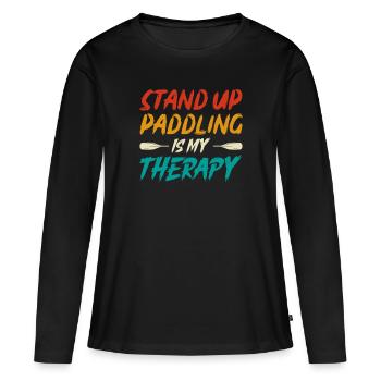 Le Stand Up Paddle est ma thérapie - SUP Stand-Up Paddle - T-shirt manches longues Premium bio Femme - noir - Devant - Julia (174cm)