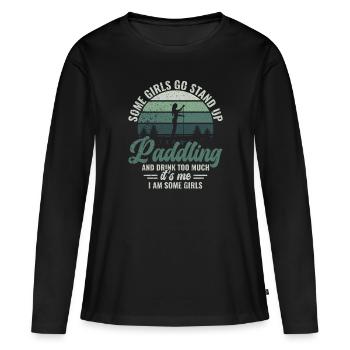 Stand Up Paddle & Alcool - SUP Stand-Up Paddle - T-shirt manches longues Premium bio Femme - noir - Devant - Julia (174cm)