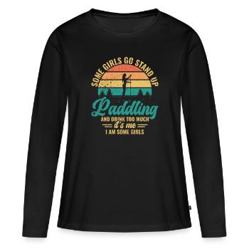 Stand Up Paddle & Alcool - SUP Stand-Up Paddle - T-shirt manches longues Premium bio Femme - noir - Devant - Julia (174cm)