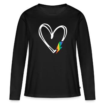 Subtiler Pride-Monat Minimalistisches Regenbogenflaggenherz - Frauen Premium Bio Langarmshirt - Schwarz - Vorne - Julia (174cm)