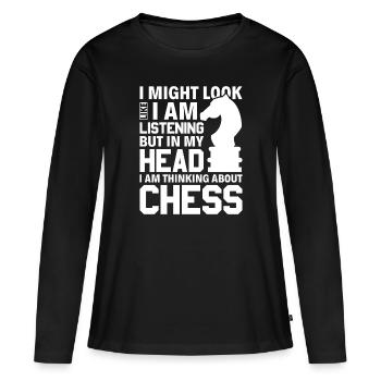 Just think of chess - Knight Chess Piece Knight - Women's Premium Organic Long Sleeve Shirt - black - Front - Julia (174cm)