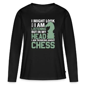 Just think of chess - Knight Chess Piece Knight - Women's Premium Organic Long Sleeve Shirt - black - Front - Julia (174cm)