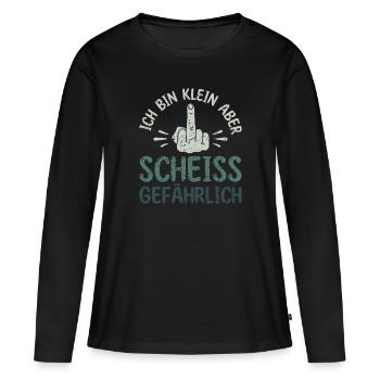 Ich bin klein aber scheiß gefährlich - - Frauen Premium Bio Langarmshirt - Schwarz - Vorne - Julia (174cm)