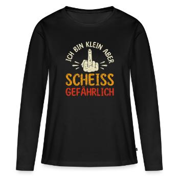 Ich bin klein aber scheiß gefährlich - - Frauen Premium Bio Langarmshirt - Schwarz - Vorne - Julia (174cm)