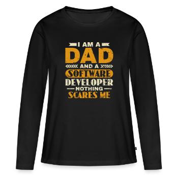 Software Developer Dad - Software Programmierer - Frauen Premium Bio Langarmshirt - Schwarz - Vorne - Julia (174cm)