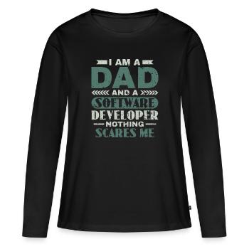 Software Developer Dad - Software Programmierer - Frauen Premium Bio Langarmshirt - Schwarz - Vorne - Julia (174cm)