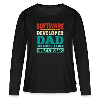 Software Developer Dad - Software Programmierer - Frauen Premium Bio Langarmshirt - Schwarz - Vorne - Julia (174cm)