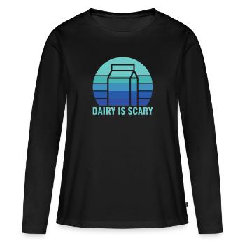 Dairy is Scary - Intolerance Milk Cheese - Women's Premium Organic Long Sleeve Shirt - black - Front - Julia (174cm)
