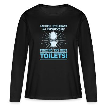 Laktose Intolerant Toiletten - Unverträglichkeit - Frauen Premium Bio Langarmshirt - Schwarz - Vorne - Julia (174cm)