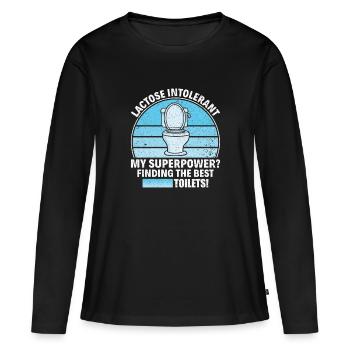 Laktose Intolerant Toiletten - Unverträglichkeit - Frauen Premium Bio Langarmshirt - Schwarz - Vorne - Julia (174cm)