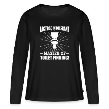 Laktose Intolerant Toiletten - Unverträglichkeit - Frauen Premium Bio Langarmshirt - Schwarz - Vorne - Julia (174cm)