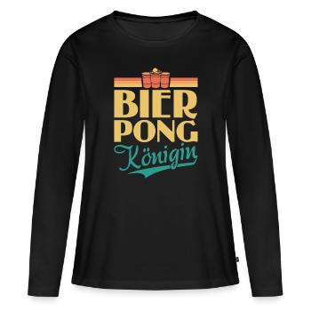 Bier Pong Königin - Bierpong Saufen Bier Pong - Frauen Premium Bio Langarmshirt - Schwarz - Vorne - Julia (174cm)