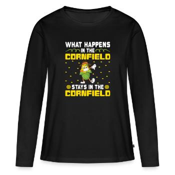 What Happens in the Cornfield - Mais Bauer - Women's Premium Organic Long Sleeve Shirt - black - Front - Julia (174cm)