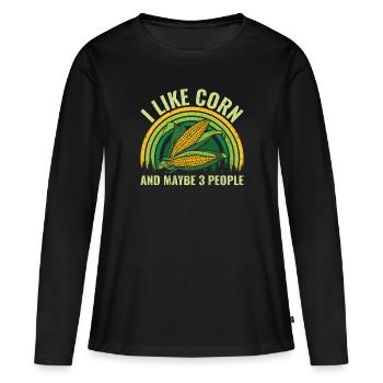 I like Corn and maybe 3 People - Mais Bauer - Women's Premium Organic Long Sleeve Shirt - black - Front - Julia (174cm)