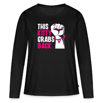 This Kitty Grabs Back - Feminismus Aktivismus - Frauen Premium Bio Langarmshirt - Schwarz - Vorne - Julia (174cm)