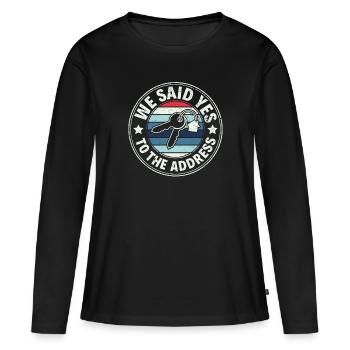 Nous avons dit oui à l’adresse - Stolzer Hausbesitzer - T-shirt manches longues Premium bio Femme - noir - Devant - Julia (174cm)