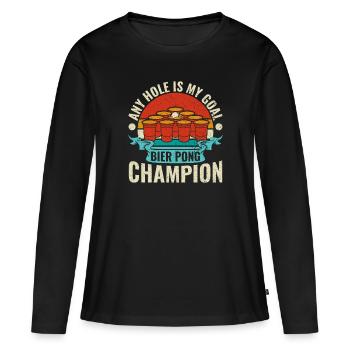 N’importe quel trou est mon objectif - Bierpong Saufen Bier Pong - T-shirt manches longues Premium bio Femme - noir - Devant - Julia (174cm)