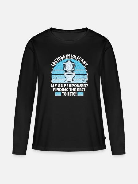 Laktose Intolerant Toiletten - Unverträglichkeit - Frauen Premium Bio Langarmshirt - Schwarz