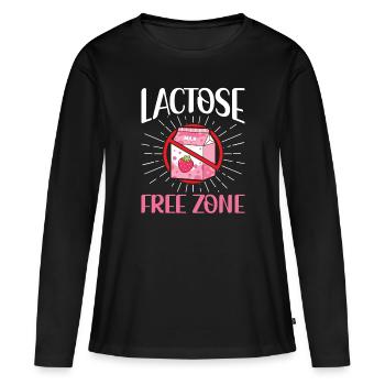 Lactose Free Zone - Intolerance Milk Cheese - Women's Premium Organic Long Sleeve Shirt - black - Front - Julia (174cm)