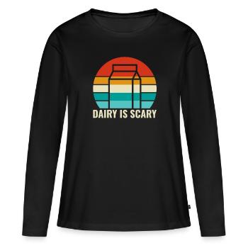 Dairy is Scary - Intolerance Milk Cheese - Women's Premium Organic Long Sleeve Shirt - black - Front - Julia (174cm)