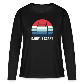 Dairy is Scary - Intolerance Milk Cheese - Women's Premium Organic Long Sleeve Shirt - black - Front - Julia (174cm)